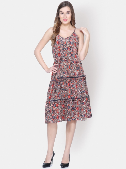 

Yaadleen Multicoloured Ethnic Motifs Midi Dress, Multi
