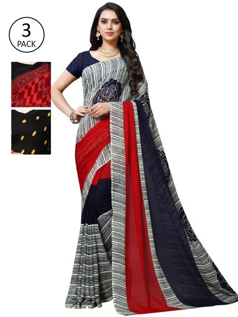 

KALINI Black & Red Pack of 3 Saree