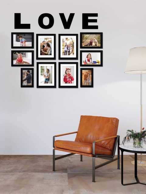 

RANDOM Set Of 10 Black Individual Photo Frames with love plaque