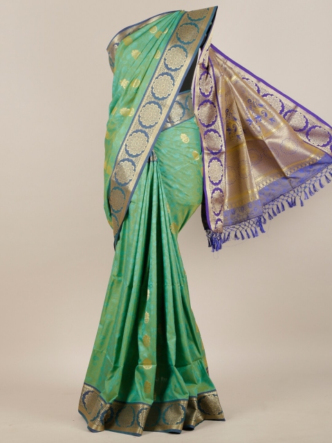 

Pothys Green & Gold-Toned Woven Design Zari Art Silk Saree