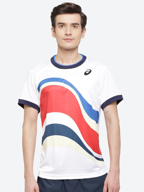 

ASICS Match M Gpx Men White Blue Printed T-shirt