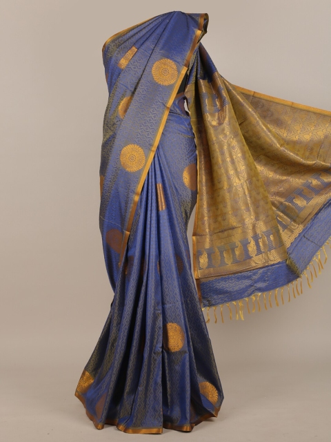 

Pothys Blue & Gold-Toned Woven Design Zari Art Silk Saree