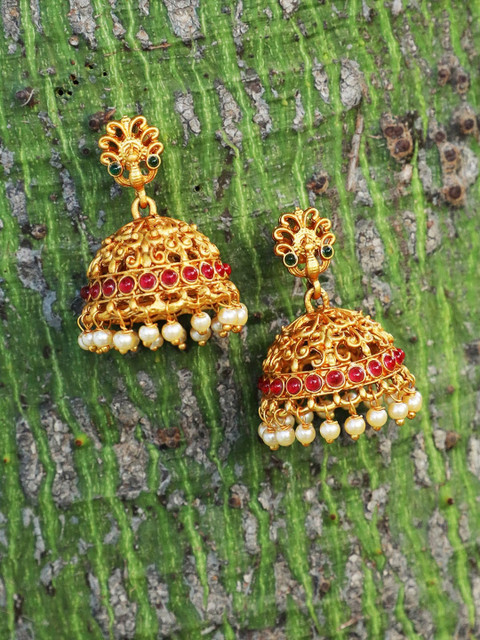 

Adwitiya Collection Gold-Toned Contemporary Jhumkas Earrings