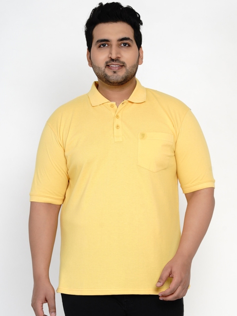 

John Pride Men Yellow Plus Size Polo Collar T-shirt