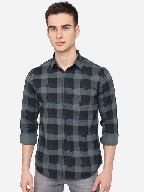 

Greenfibre Men Green Slim Fit Buffalo Checks Casual Shirt