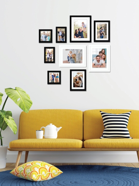 

RANDOM Set Of 9 Black & White Solid Individual Photo Frames