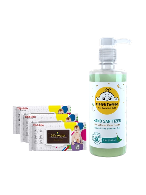 

Tiffy & Toffee Baby Wet Wipes & Non-Alcoholic Hand Sanitizer 500 ml, White