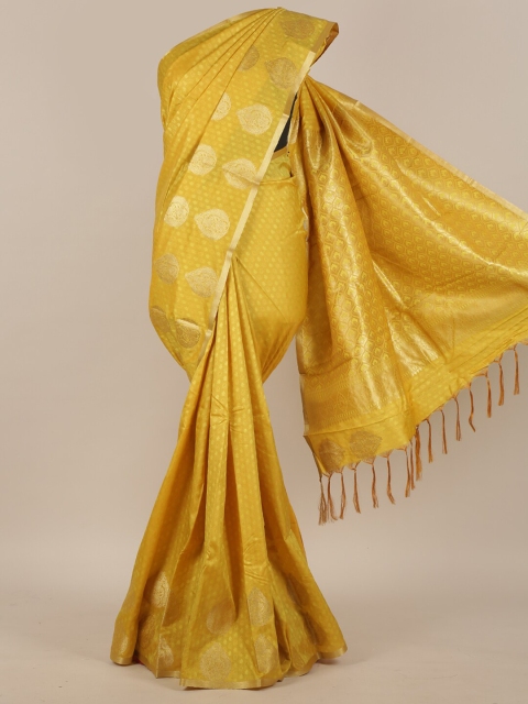 

Pothys Yellow & Gold-Toned Ethnic Motifs Zari Art Silk Saree