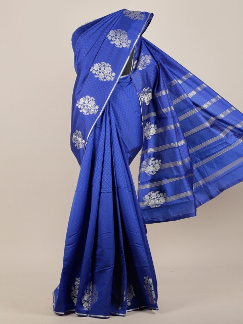 

Pothys Blue & Silver-Toned Woven Design Zari Art Silk Saree