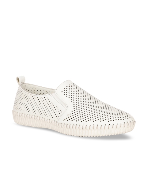 

Bruno Manetti Women White Perforations Slip-On Sneakers