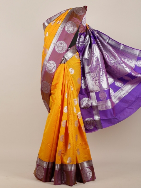 

Pothys Yellow & Purple Floral Art Silk Saree