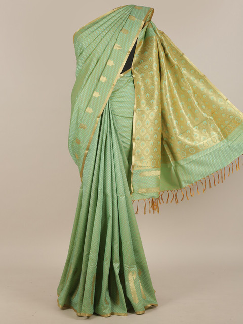 

Pothys Green & Gold-Toned Ethnic Motifs Zari Art Silk Saree