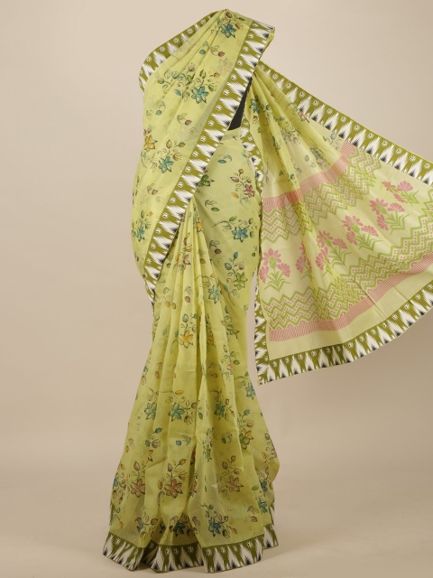 

Pothys Green & Pink Floral Pure Cotton Saree