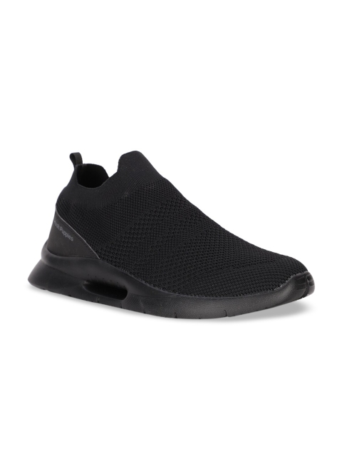 

Hush Puppies Men Black Woven Design Slip-On Sneakers