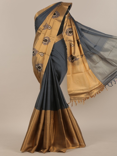 

Pothys Grey & Gold-Toned Zari Art Silk Saree