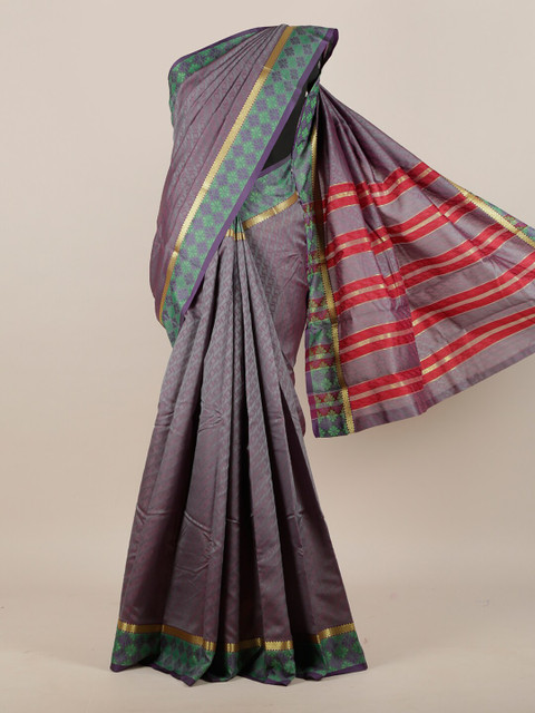 

Pothys Grey & Gold-Toned Woven Design Zari Art Silk Saree
