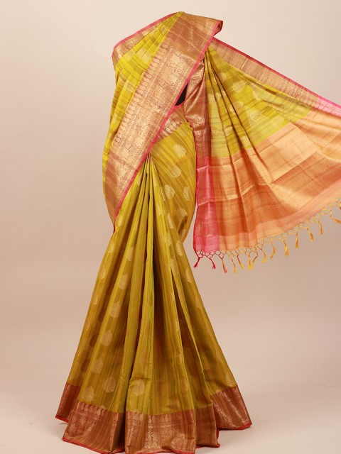 

Pothys Green & Pink Woven Design Zari Saree
