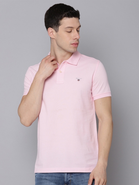 

GANT Men Pink Polo Collar Applique T-shirt