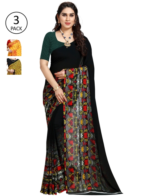

KALINI Pack of 3 Printed Poly Georgette Saree, Multi