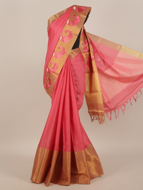 

Pothys Pink & White Floral Art Silk Saree