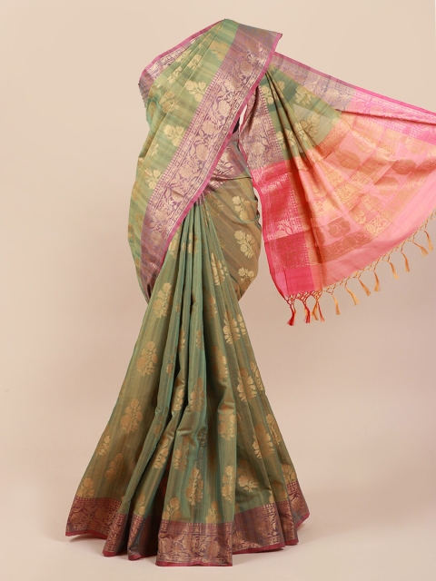 

Pothys Green Ethnic Motifs Cotton Blend Saree