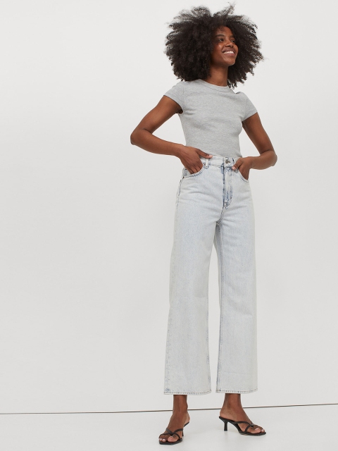 

H&M Women Blue Loose Wide High Jeans