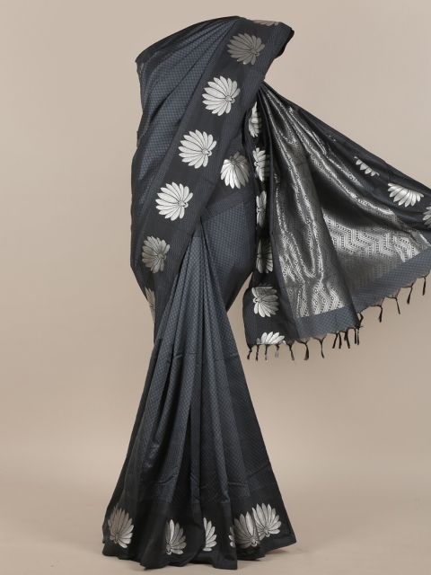 

Pothys Charcoal Grey & Silver Ethnic Motifs Art Silk Saree