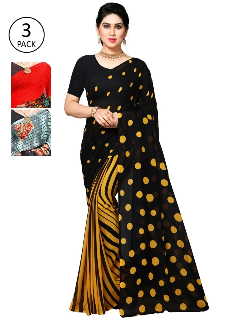 

KALINI Pack of 3 Printed Poly Georgette Saree, Multi