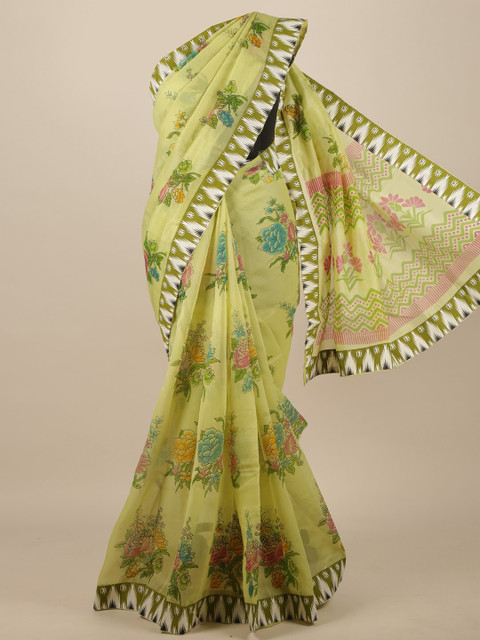 

Pothys Olive Green Floral Pure Cotton Saree