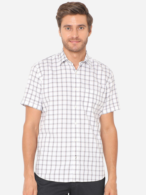 

JADE BLUE Men White Slim Fit Windowpane Checks Checked Casual Shirt