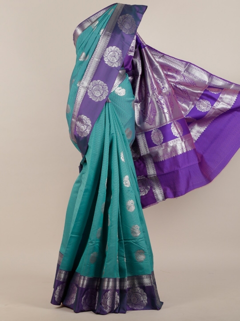 

Pothys Green & Purple Floral Art Silk Saree