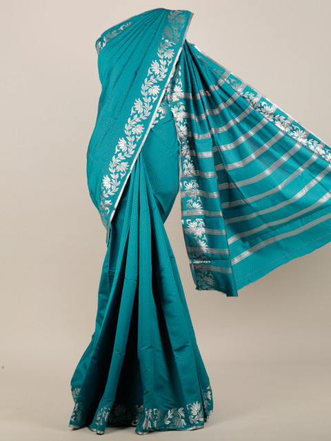 

Pothys Sea Green & Silver-Toned Woven Design Zari Art Silk Saree