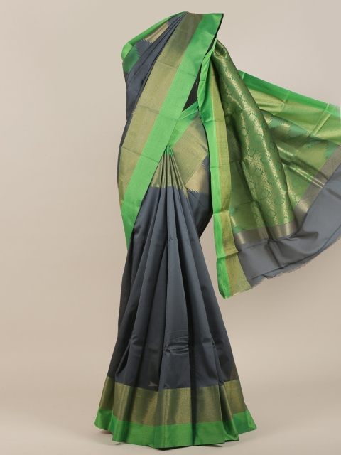 Pothys Grey & Green Zari Art Silk Saree