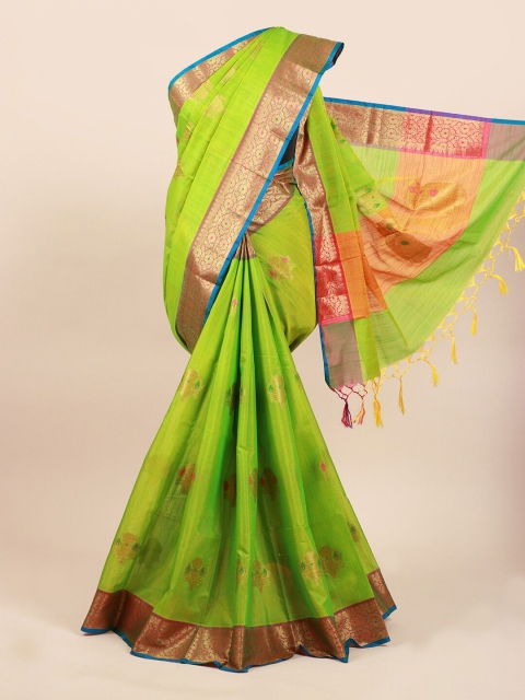 

Pothys Green & Gold-Toned Ethnic Motifs Saree