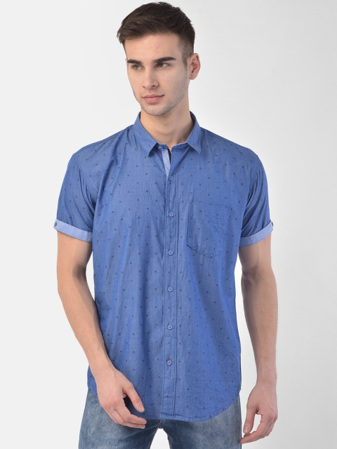 

COBB Men Blue Slim Fit Printed Casual Shirt