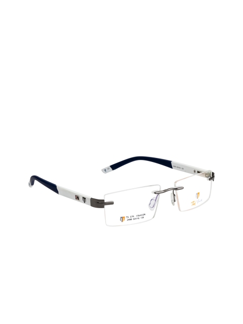 

Ted Smith Unisex Navy Blue & White Rimless Rectangle Frames