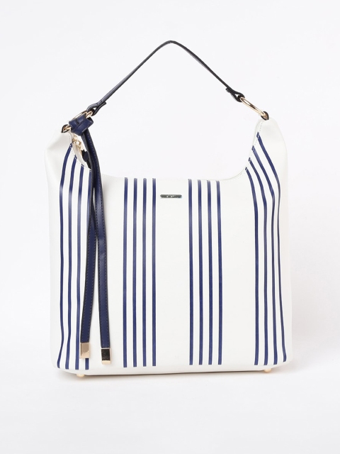 

Ginger by Lifestyle White Striped Shopper Hobo Bag With Tasselled