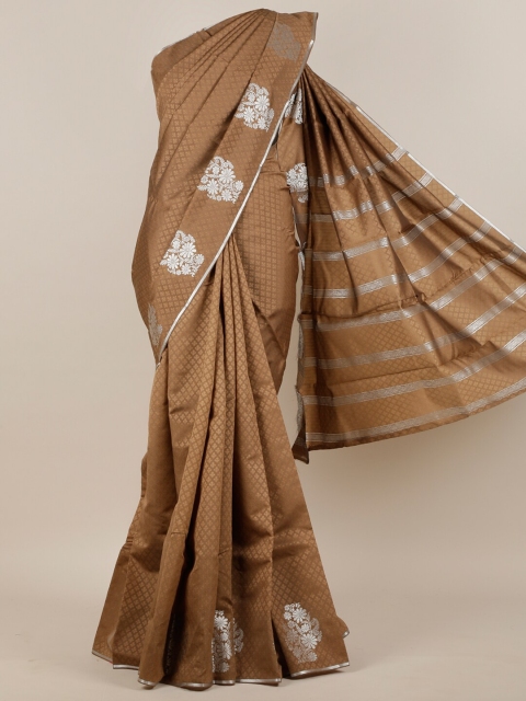 

Pothys Brown & Silver-Toned Ethnic Motifs Art Silk Saree
