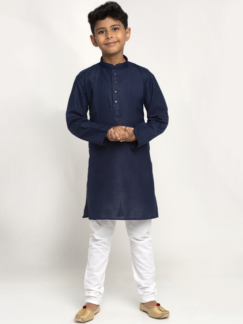 

KRAFT INDIA Boys Navy Blue Pleated Kurta with Pyjamas