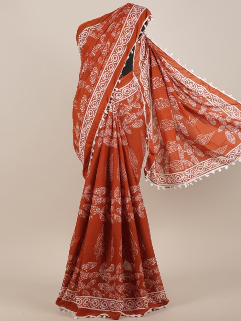 

Pothys Brown & White Ethnic Motifs Saree