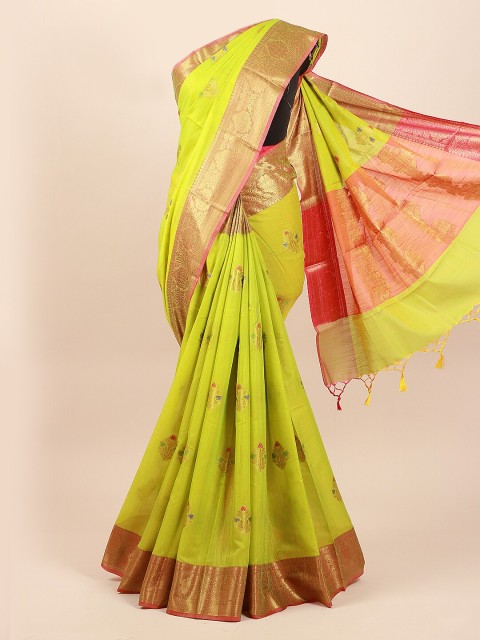 

Pothys Green & Orange Woven Design Saree