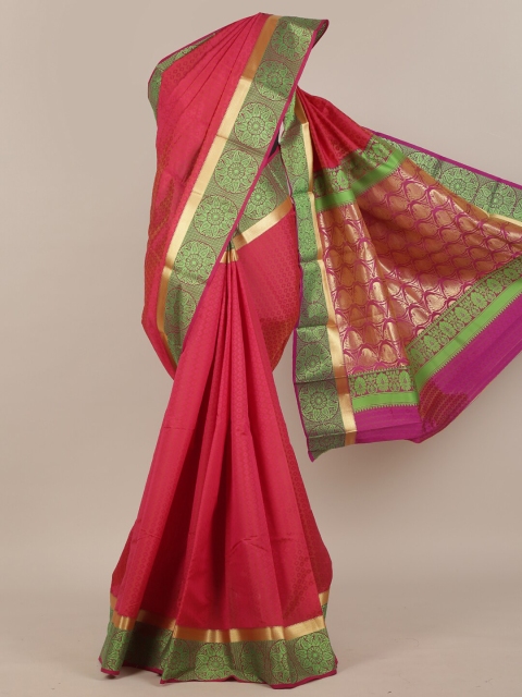 

Pothys Pink & Green Ethnic Motifs Zari Art Silk Saree