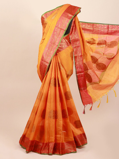 

Pothys Orange & Green Ethnic Motifs Saree