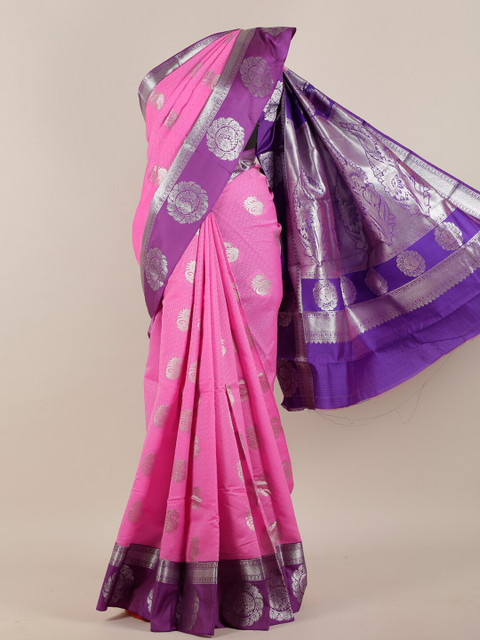 

Pothys Pink & Purple Floral Art Silk Saree