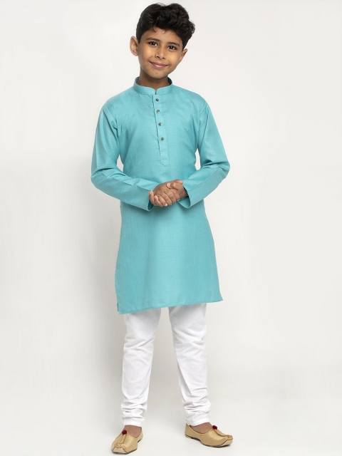 

KRAFT INDIA Boys Sea Green & White Kurta with Pyjamas