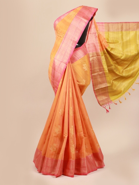 

Pothys Orange Woven Design Zari Pure Cotton Saree