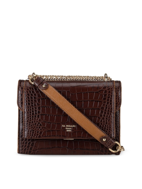 

Da Milano Brown Animal Textured Leather Structured Sling Bag
