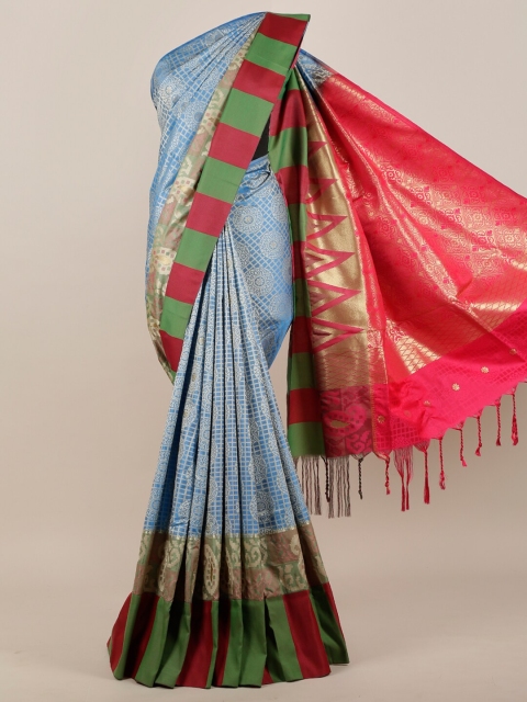

Pothys Blue Floral Art Silk Saree