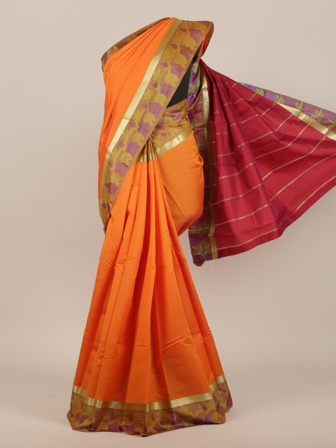

Pothys Orange & Purple Art Silk Saree