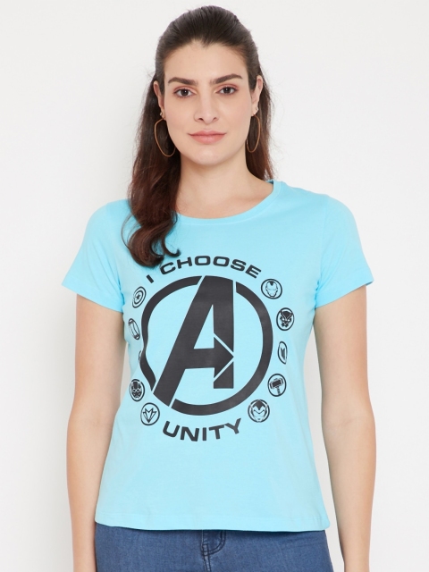 

Marvel by Wear Your Mind Women Blue Avengers Printed T-shirt